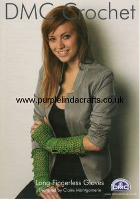 DMC Long Fingerless Gloves Crochet Pattern 11883L/2 REDUCED