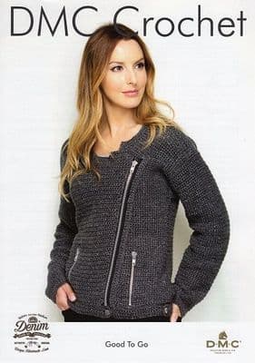 DMC Natura Denim Good to Go Jacket Crochet Pattern REDUCED