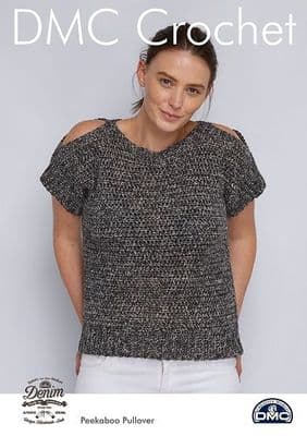 DMC Natura Denim Peakaboo Pullover Crochet Pattern REDUCED