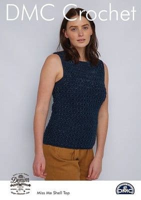 DMC Natura Denim Shell Top Sweater Crochet Pattern REDUCED