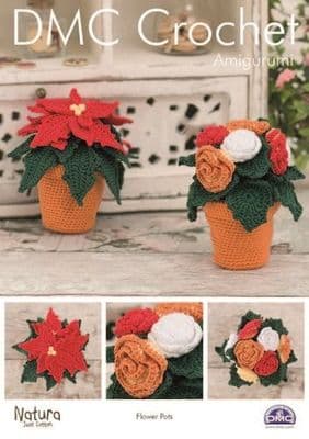 DMC Natura Flower Pots Poinsettia Begonia Crochet Pattern 15317