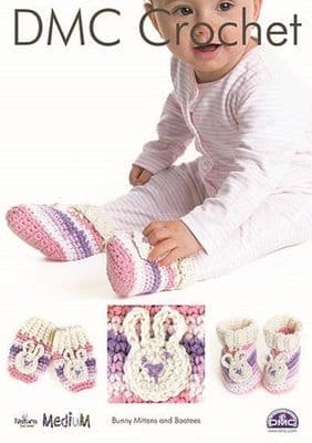 DMC Natura MEDIUM Bunny Mittens and Bootees Crochet Pattern 15349