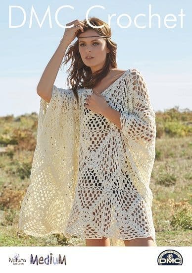 DMC Natura MEDIUM Draped Top Cover Up Crochet Pattern 15373