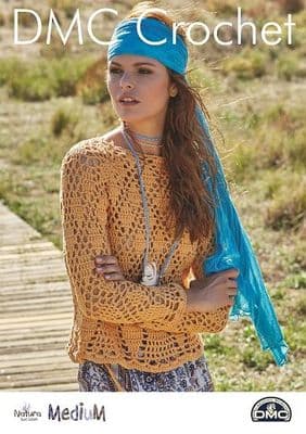 DMC Natura MEDIUM Long Sleeve Top Crochet Pattern 15372