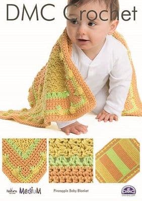 DMC Natura MEDIUM Pineapple Baby Blanket Crochet Pattern 15350