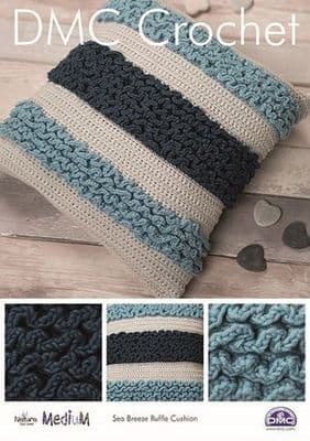 DMC Natura MEDIUM Sea Breeze Ruffle Cushion Crochet Pattern 15355