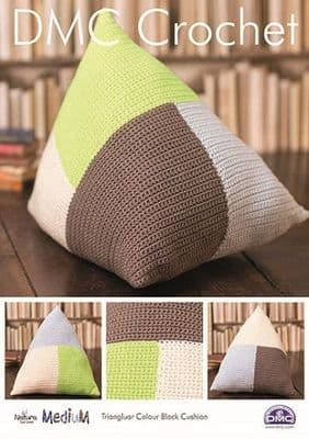DMC Natura MEDIUM Triangular Colour Block Cushion Crochet Pattern 15354