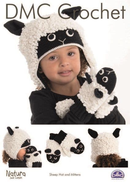 DMC Natura Sheep Hat Mittens Crochet Pattern 15321