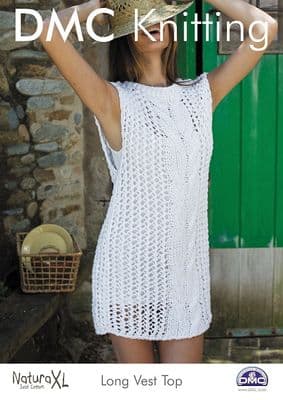 DMC Natura XL Long Vest Top Knitting Pattern 15245 (Dress)
