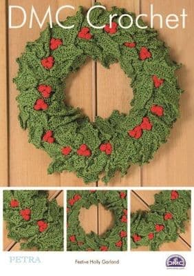 DMC Petra Festive Holly Garland Crochet Pattern 15329L/2 Wreath