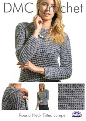 DMC Round Neck Fitted Jumper Petra Crochet Pattern 15218