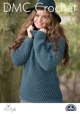 DMC Woolly 5 Snuggle Up Sweater Crochet Pattern 15415