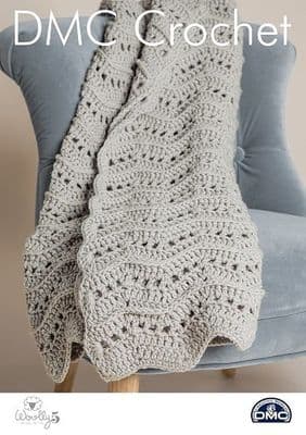 DMC Woolly 5 Wavy Throw Crochet Pattern 15420