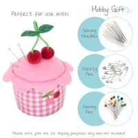 Embroidered Cherries Pink Gingham Cupcake Pincushion