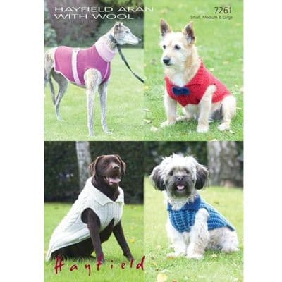 Hayfield Aran 7261 Dog Coats Knitting Pattern