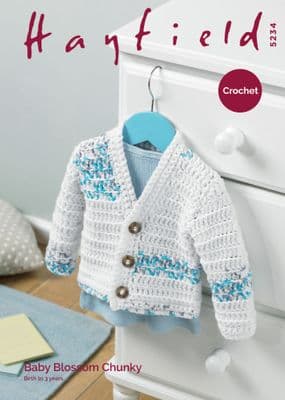 Hayfield Baby Blossom Chunky 5234 Cardigan Crochet Pattern
