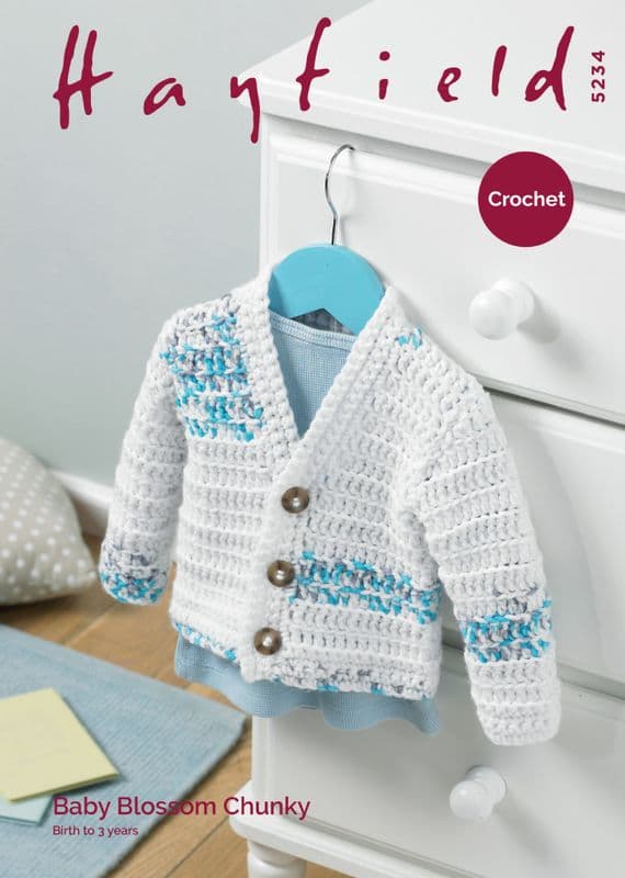 Hayfield Baby Blossom Chunky 5234 Cardigan Crochet Pattern