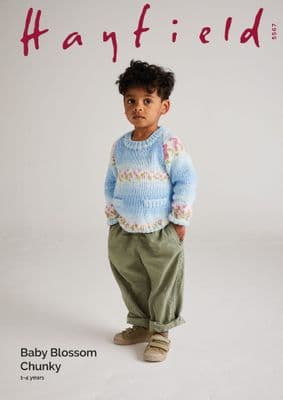 Hayfield Baby Blossom Chunky 5567 Sweater Knitting Pattern