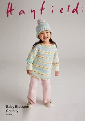 Hayfield Baby Blossom Chunky 5570 Poncho Hat Knitting Pattern