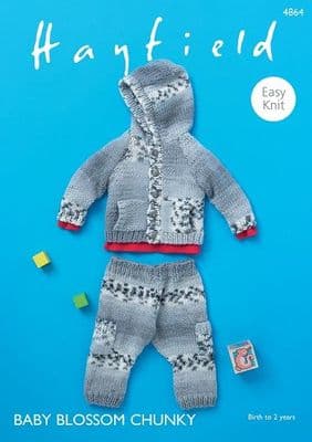 Hayfield Baby BLOSSOM Chunky Jacket Trousers Knitting Pattern 4864