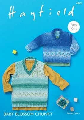 Hayfield Baby BLOSSOM Chunky Sweater & Tank Knitting Pattern 4862