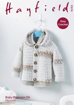 Hayfield Baby Blossom DK 5232 Hooded Jacket Crochet Pattern