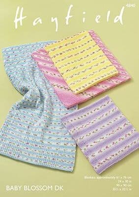 Hayfield Baby Blossom DK Blankets Knitting Pattern 4840