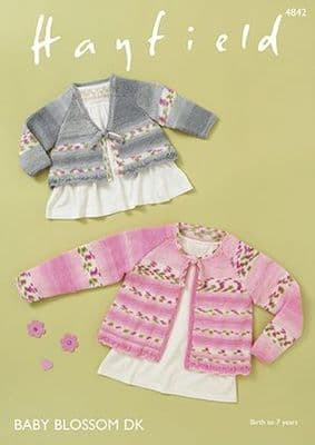 Hayfield Baby Blossom DK Cardigans Knitting Pattern 4842
