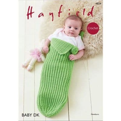 Hayfield Baby DK 4834 Baby Pod Cocoon Blanket Newborn Crochet Pattern REDUCED