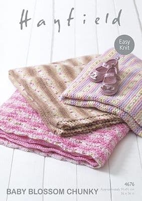 Hayfield Blossom Chunky Blankets Baby Knitting Pattern 4676