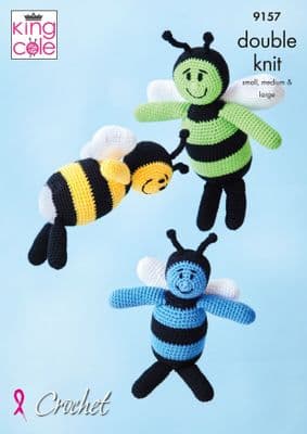 King Cole Amigurumi Bees Crochet Pattern 9157