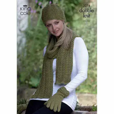King Cole Baby Alpaca DK 3274 Hats Scarves Gloves Knitting Pattern