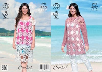 King Cole Bamboo Cotton 4ply Tunic Dress Crochet Pattern 3938