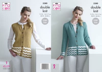 King Cole Bamboo Cotton DK Knitting Pattern 5380 Cardigan Waistcoat