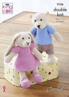 King Cole Bear Rabbit Crochet Pattern 9126