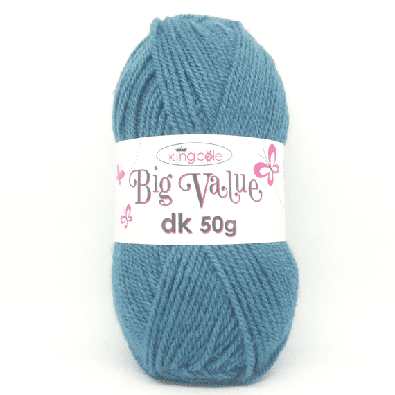 King Cole Big Value dk 50g Yarn 3446 Antique Blue DISCONTINUED