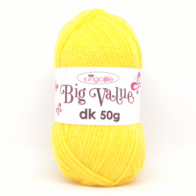 King Cole Big Value dk 50g Yarn 4027 Yellow