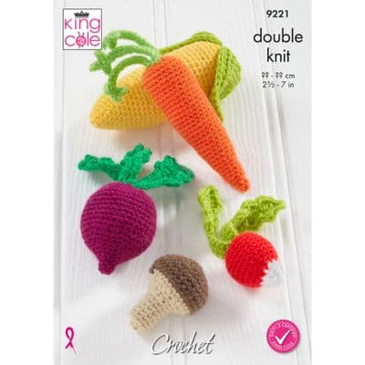 King Cole Big Value DK Vegetables Crochet Pattern 9221