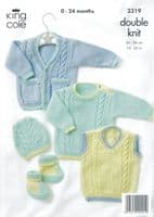 King Cole BOYS OWN Baby Bamboo Cotton DK Knitting Pattern 3319