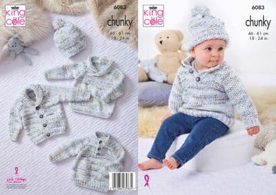 King Cole Bumble Chunky 6083 Jacket Sweaters Hat Knitting Pattern