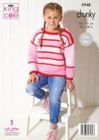 King Cole BV Chunky 5948 Kids Sweater Cardigan Knitting Pattern