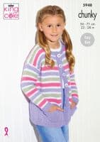 King Cole BV Chunky 5948 Kids Sweater Cardigan Knitting Pattern