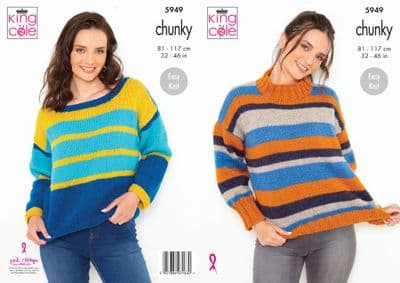 King Cole BV Chunky 5949 Sweaters Knitting Pattern
