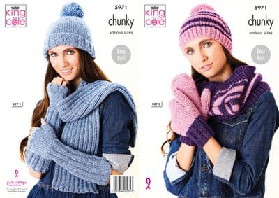 King Cole BV Chunky Accessories Knitting Pattern 5971
