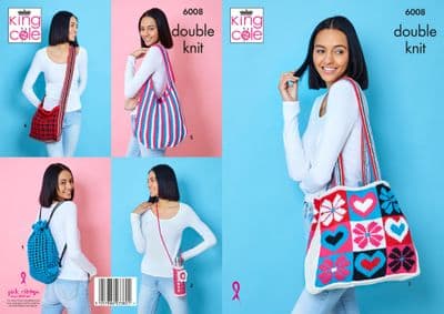 King Cole BV Recycled Dishcloth Cotton 6008 Bags Knitting Pattern