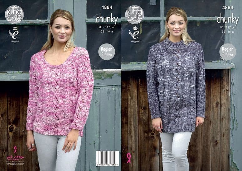 King Cole BV Tonal Chunky Sweater Dress and Sweater Knitting Pattern 4884