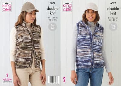 King Cole Camouflage DK 6077 Bodywarmers Knitting Pattern