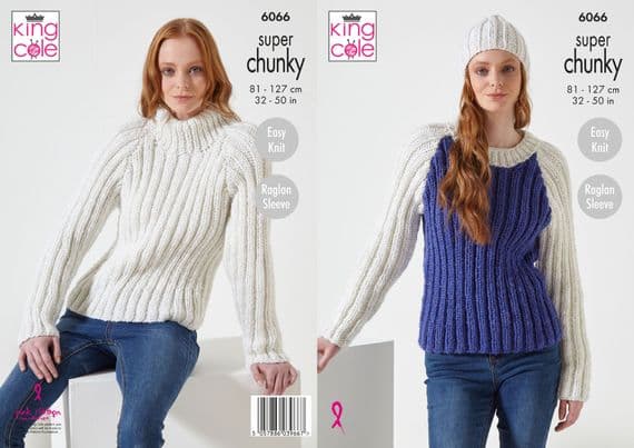 King Cole Celestial Super Chunky 6066 Sweaters Hat Knitting Pattern REDUCED