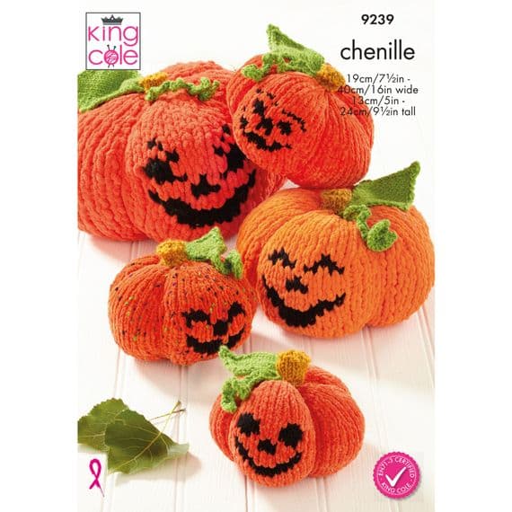 King Cole Chenille Halloween Pumpkin Knitting Pattern 9239