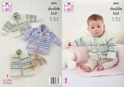 King Cole Cherish DK 6003 Jacket Waistcoat Cardigan Knitting Pattern